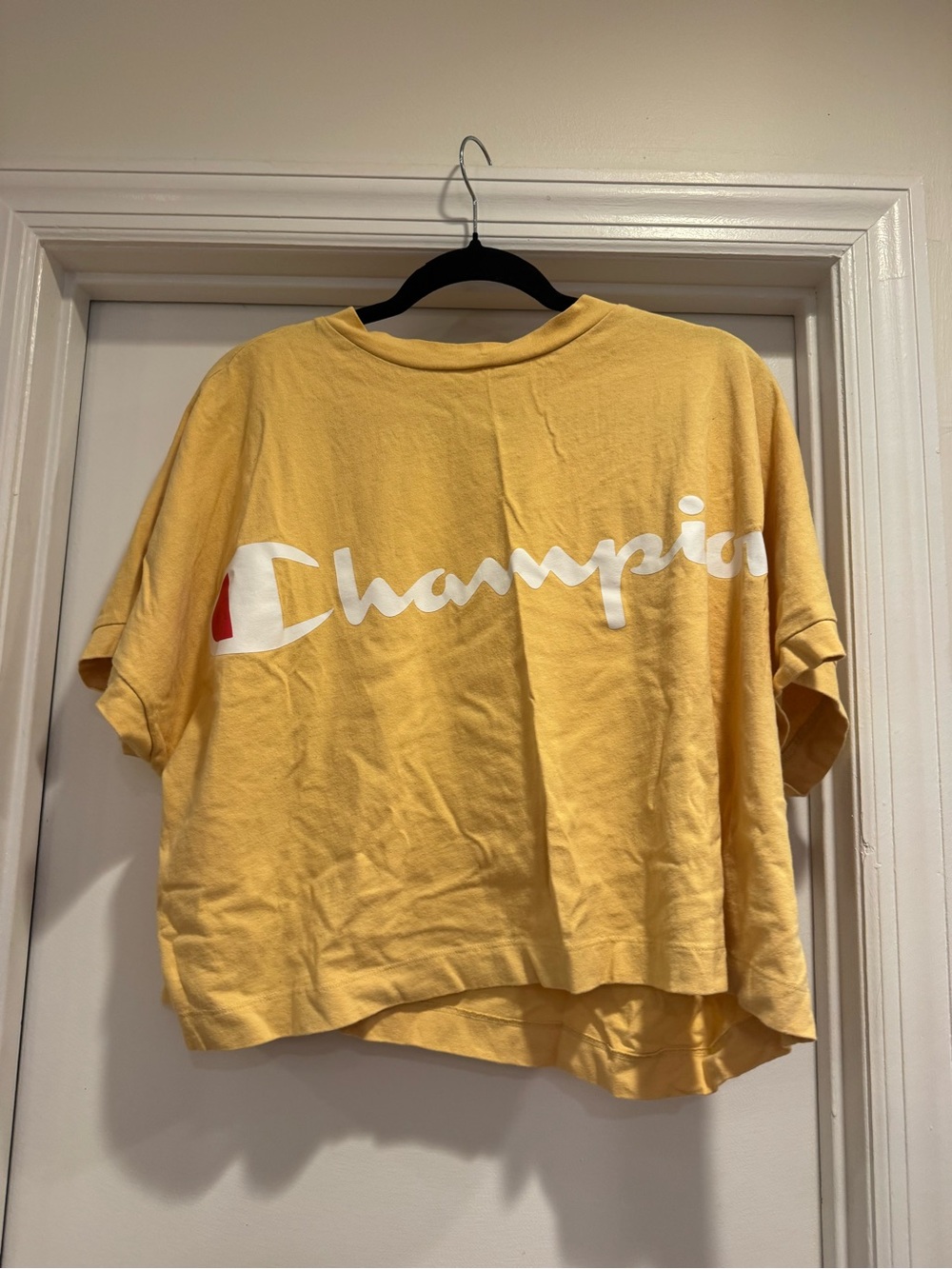 Champion Yellow Logo Crop Tee